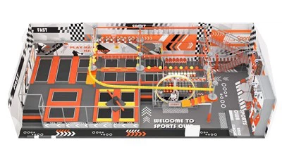 مركز لعب داخلي ناعم مع ملعب حبل وترامبولين